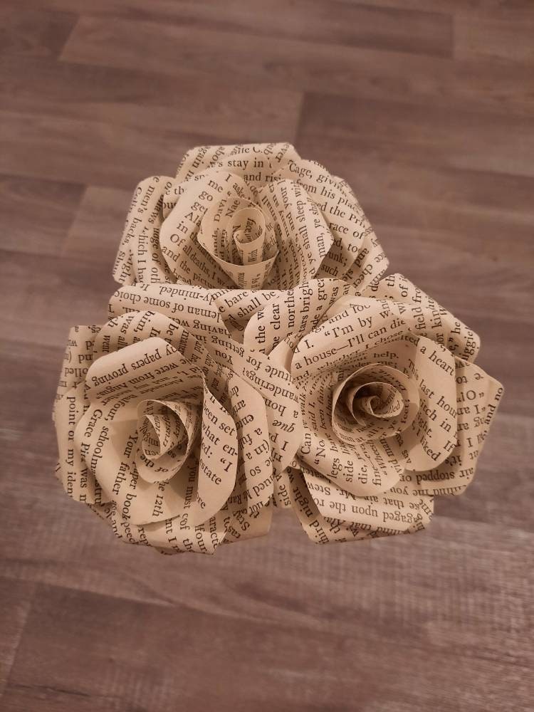 Paper Book Flowers Book Page Flowers Etsy UK