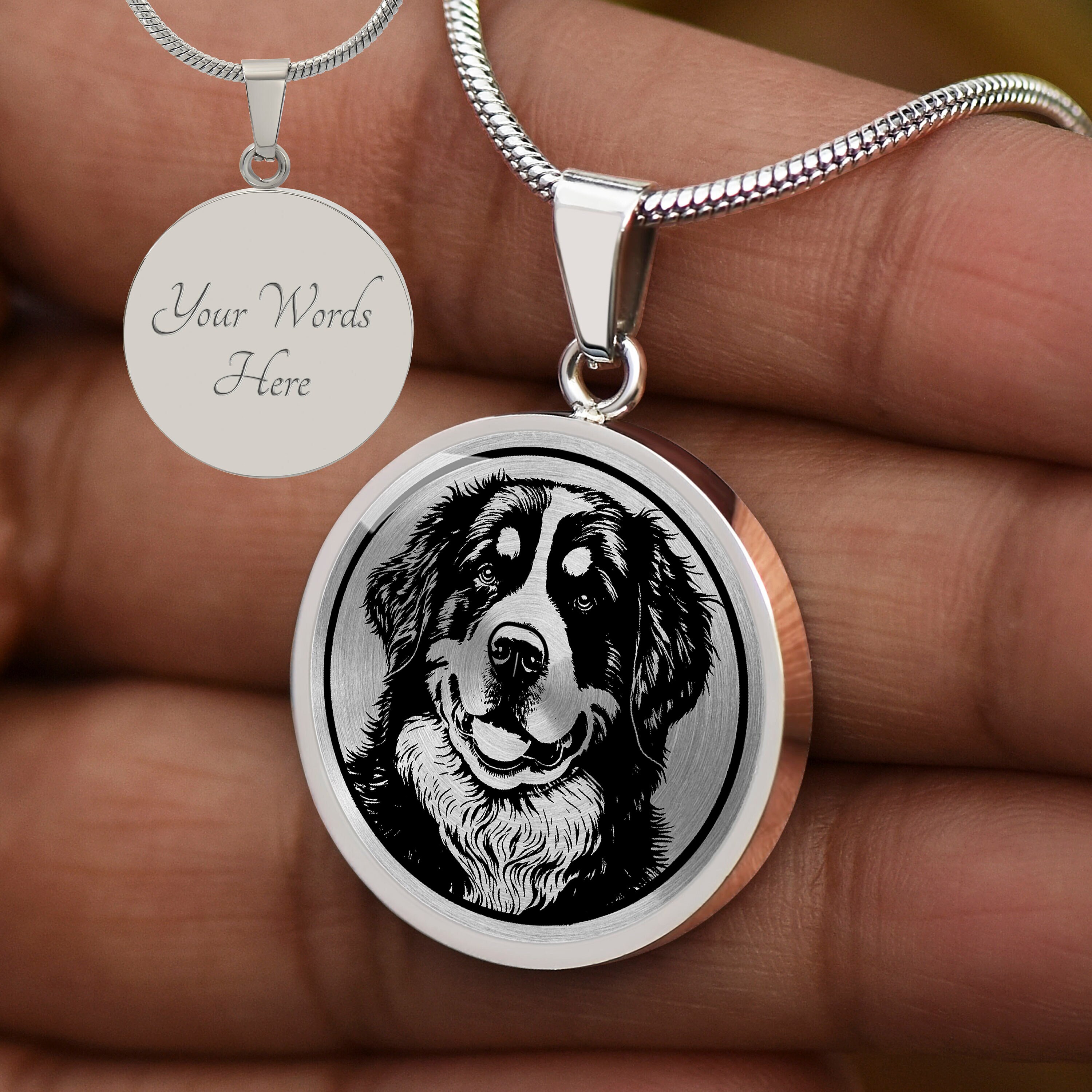 Bernese Mountain Dog keychain, stainless steel gemstone key chain, dog bag  charm, bernese mountain dog jewelry, jewellery, Christmas, gift