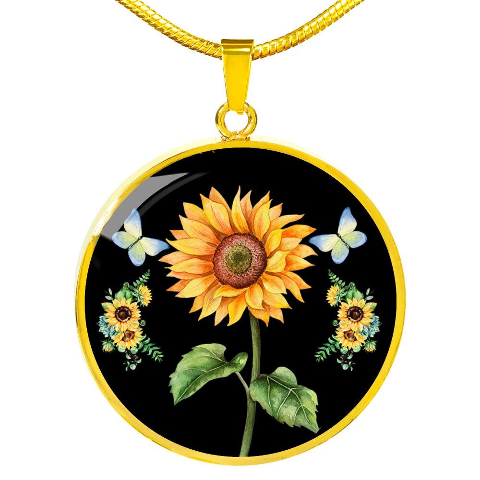 Personalized Sunflower Necklace Sunflower Jewelry Sunflower Etsy