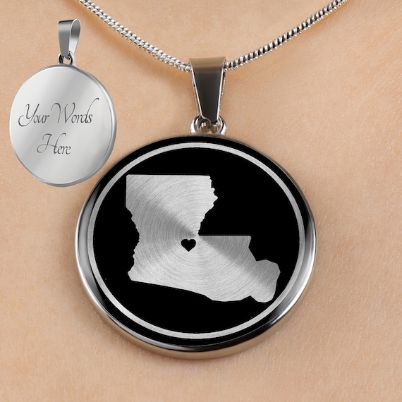 Personalized Louisiana State Necklace Louisiana State Map 