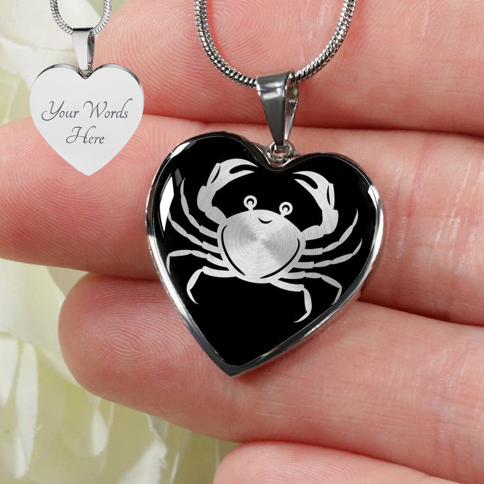 Personalized Crab Necklace Crab Jewelry Crab Pendant Crab Etsy
