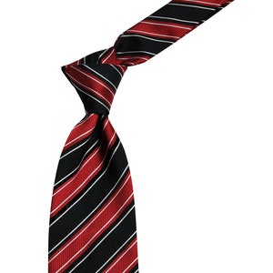 Red and Black Striped Necktie, Handmade Luxury Necktie, Red Necktie, Black Necktie, Striped Necktie