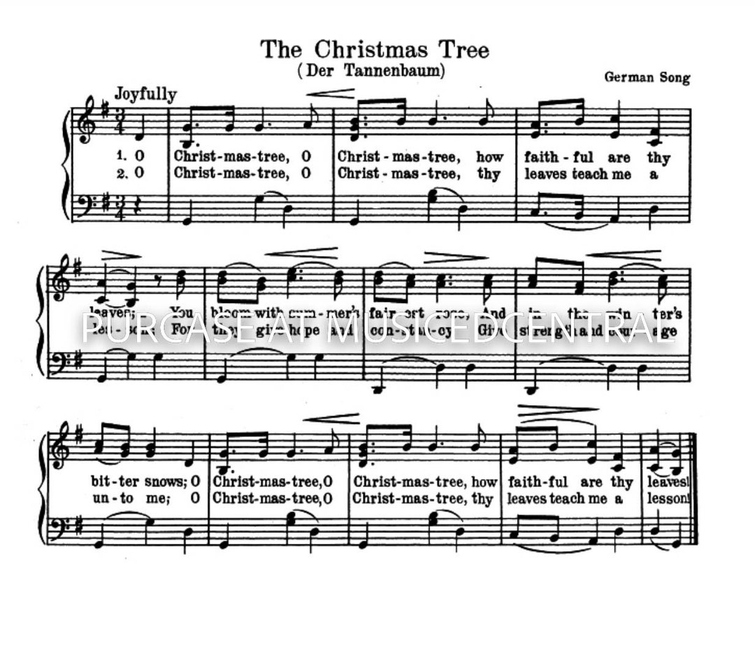 O Christmas Tree O Tannenbaum Christmas Carol Piano Sheet Music