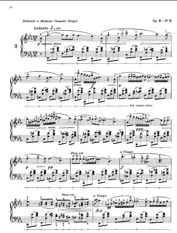 フレデリック・ショパン 夜想曲 変ホ長調 作品9第2番 - Etsy 日本