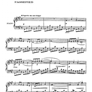 Debussy Passepied Suite Bergamasque No 4 Fa sostenido menor Partitura para piano PDF Allegretto Impressionist Piano Solo Instantáneo