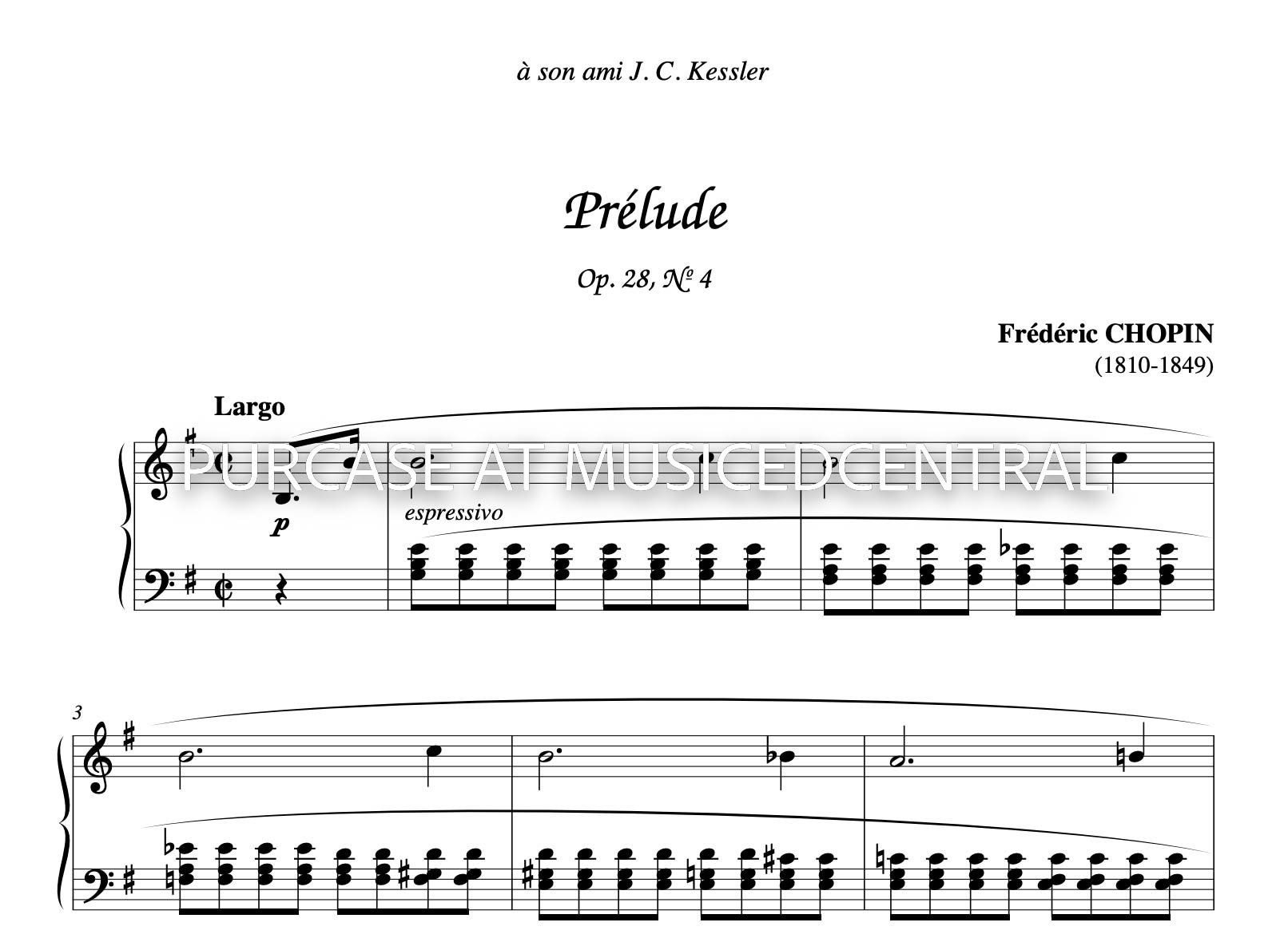 Frédéric Chopin Prelude In E Minor Op 28 No 4
