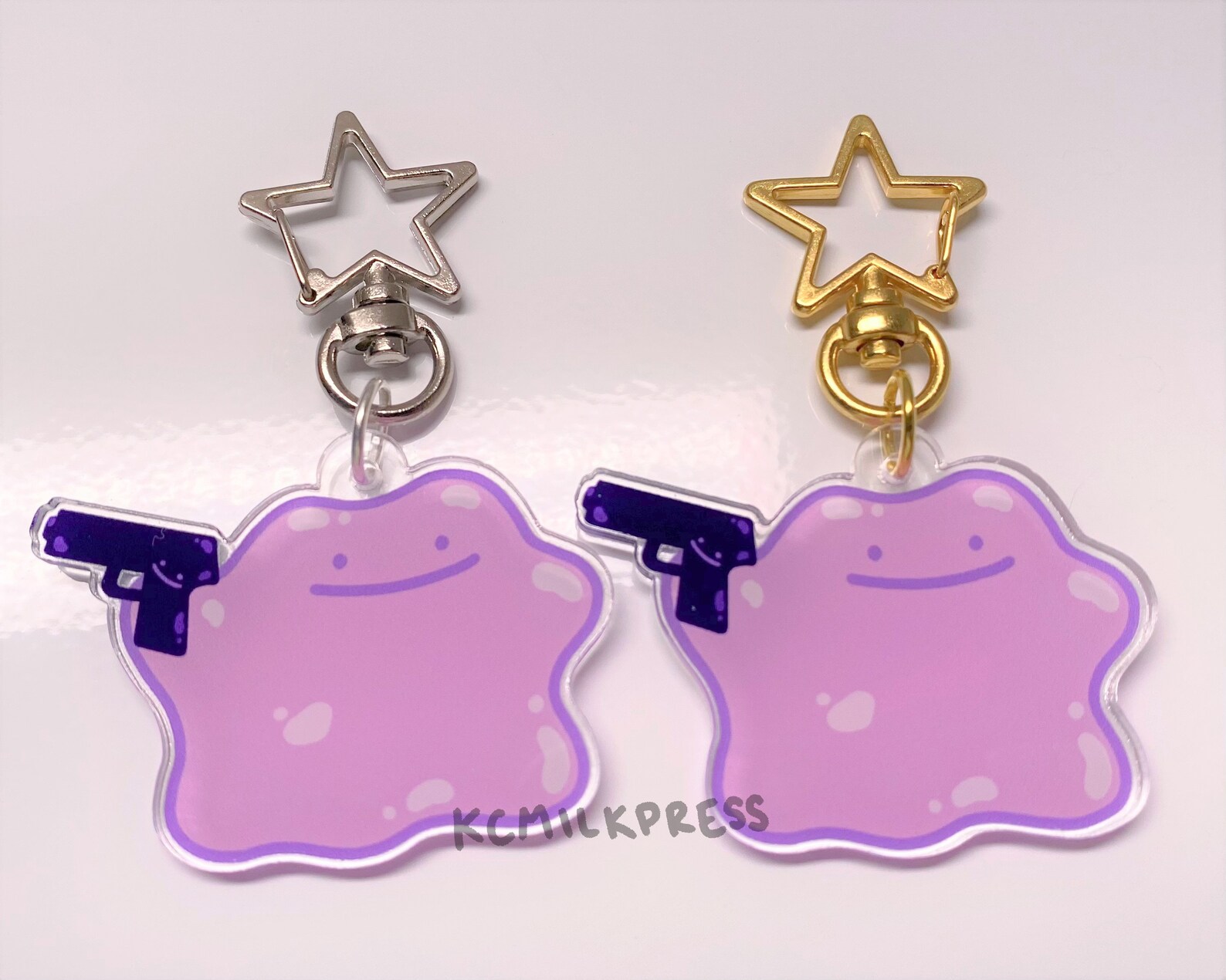 Ditto with gun acrylic charm | Etsy