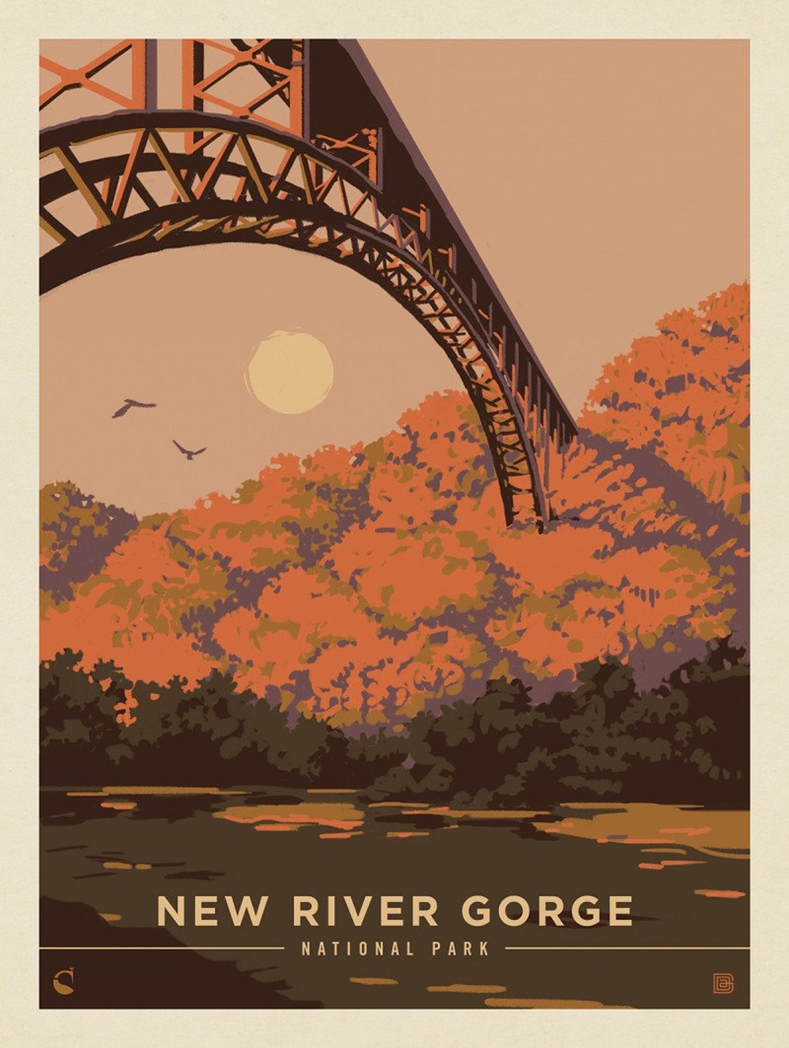New River Gorge National Park Looking Up Poster Vintage | Etsy