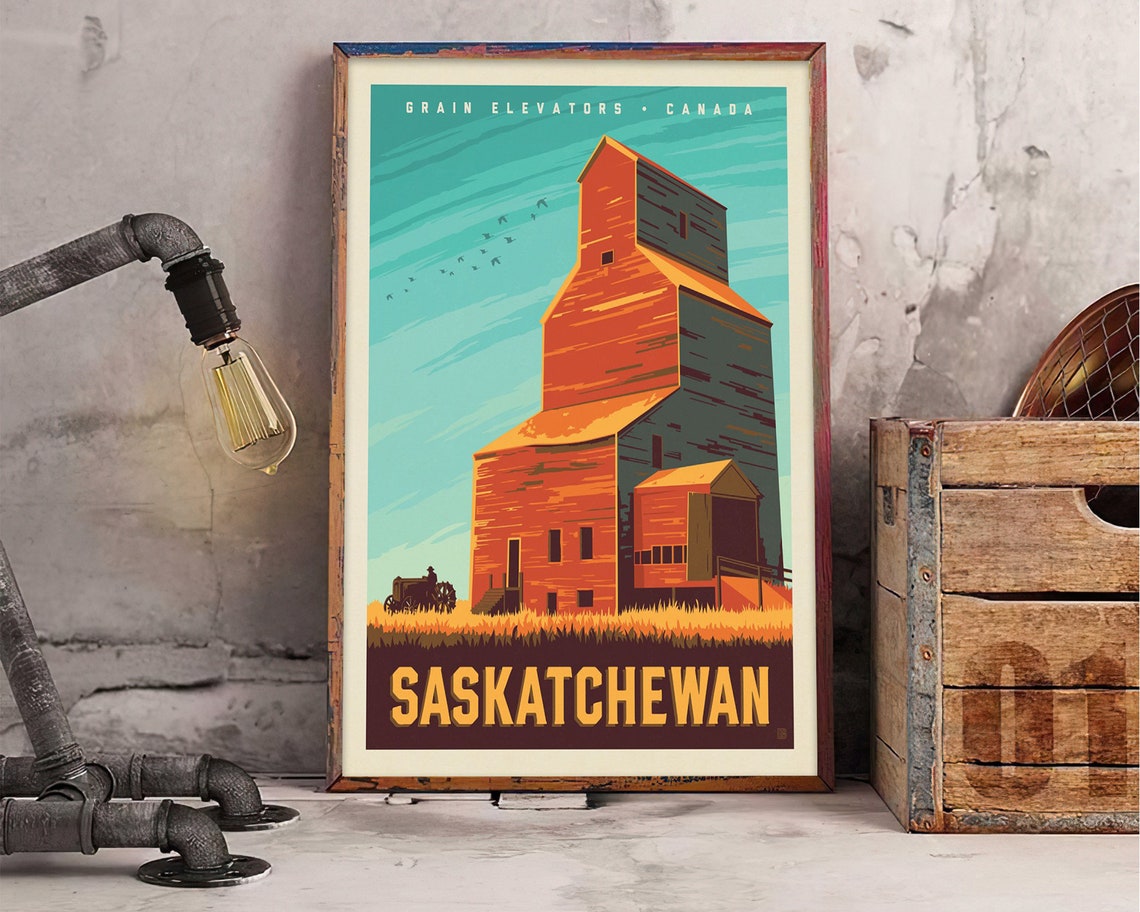 Canada Saskatchewan Vintage Poster Print Canada Lanscape Etsy