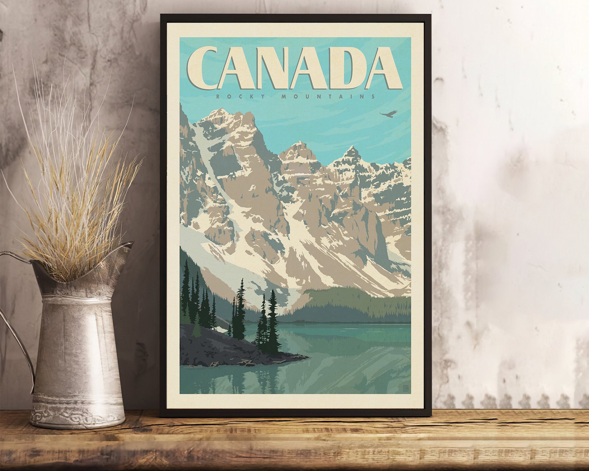Canada Rockies Mountains Vintage Poster Print Canada Etsy