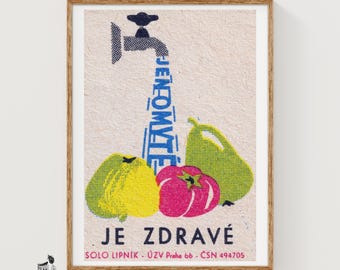 Wash Your Vegetables Matchbox-print: vintage Oost-Europese kunst