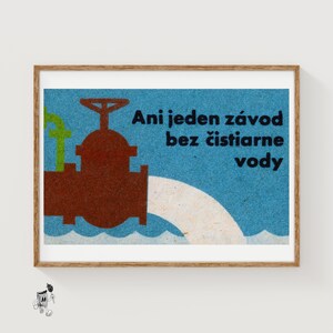 Waterzuiveringsinstallatie - luciferafdruk - Tsjechische muurkunst - vintage Tsjechische kunst - muurposter luciferdoosje - vintage posterafdruk