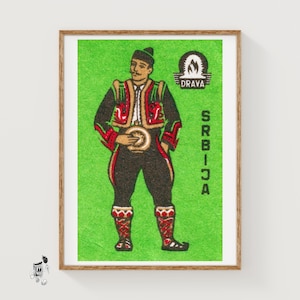 Serbian Man - Matchbox Print - Aesthetic Wall Art - Vintage Eastern Europe Art - Matchbox Wall Poster - Vintage Poster Print