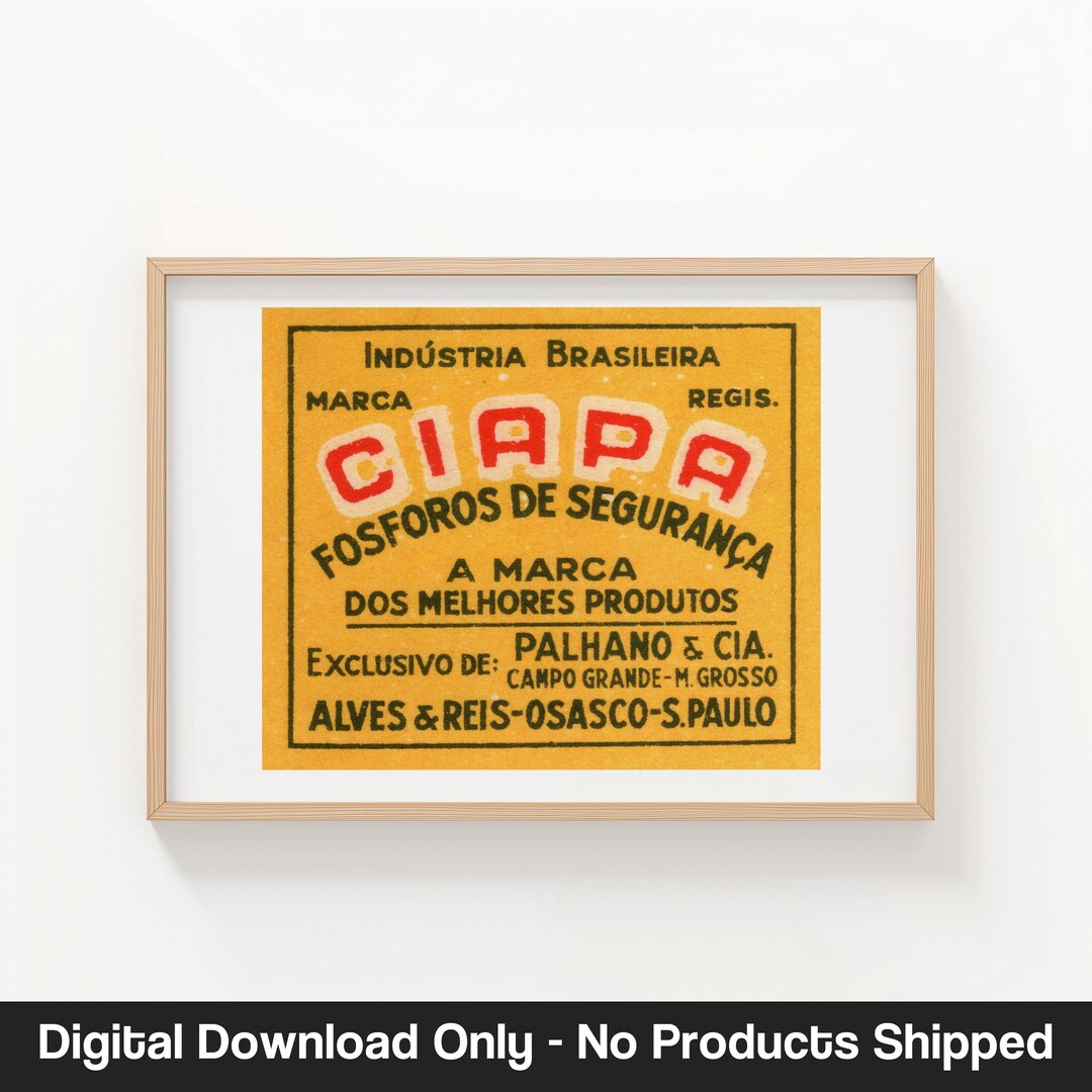 Matchboxes Brazil Brazil Yellow Black Matchbox Label: Retro Ciapa Design - Rustic Paper ...