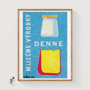 Milk and Cheese - Matchbox Print - Aesthetic Wall Art - Vintage Eastern Europe Art - Matchbox Wall Poster - Vintage Poster Print