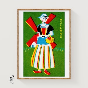 Traditional Dutch Woman - Matchbox Print - Aesthetic Wall Art - Vintage Eastern Europe Art - Matchbox Wall Poster - Vintage Poster Print