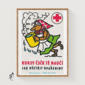 Learn to Treat Burns - Matchbox Print - Aesthetic Wall Art - Vintage Art - Matchbox Wall Poster - Vintage Poster Print