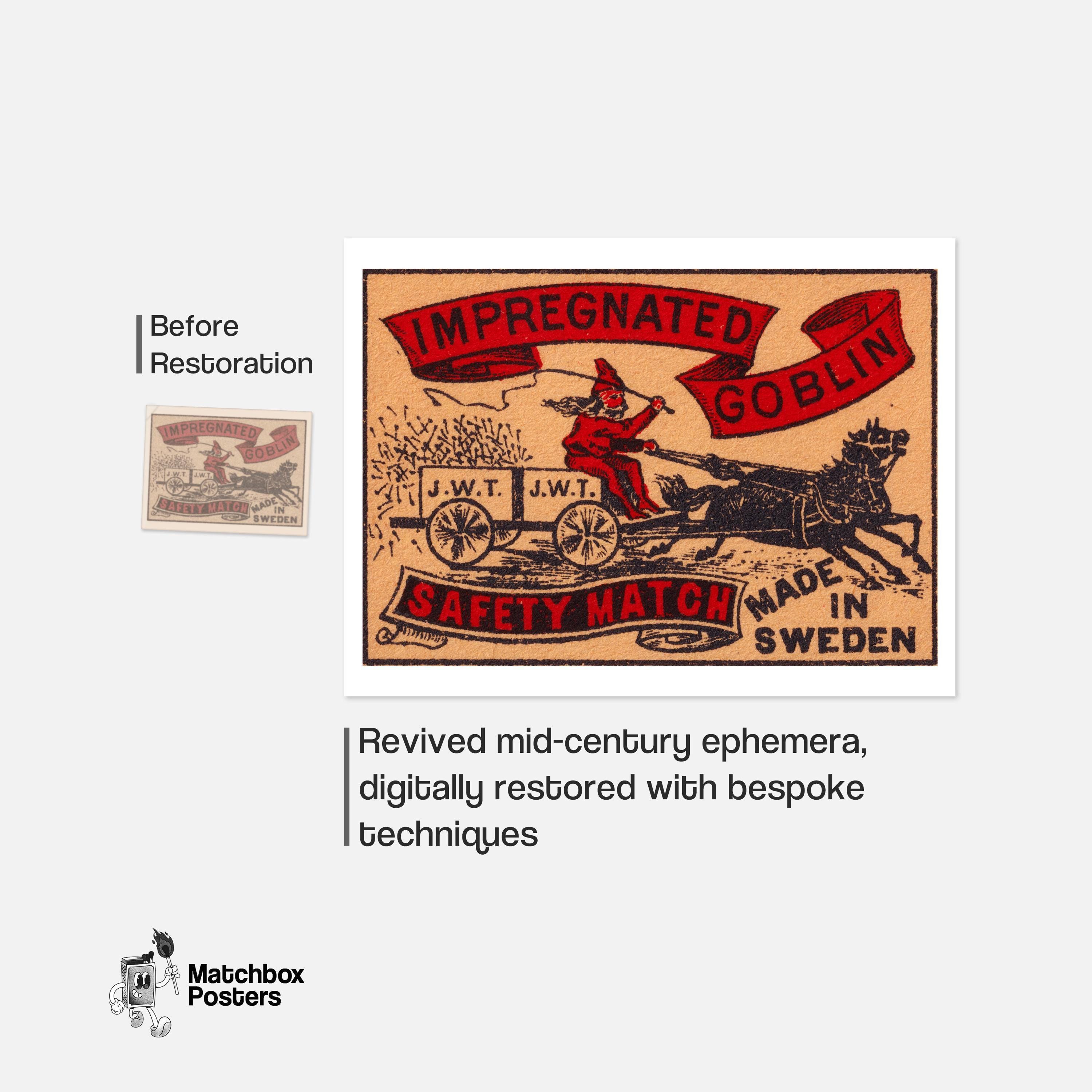 Impregnated Goblin - Matchbox Print - Sweden Wall Art - Vintage