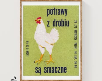 Poultry is Delicious! - Matchbox Print - Aesthetic Wall Art - Vintage Eastern Europe Art - Matchbox Wall Poster - Vintage Poster Print