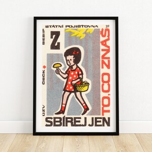 Póster checo de seguridad infantil / Lámina coleccionable vintage / Arte gráfico de mediados de siglo / Decoración de pared única / Regalo para amantes del arte (A4)