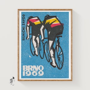 Track Cycling World Championship Brno 1969 - Matchbox Print - Czech Wall Art - Vintage Czech Art - Vintage Poster Print
