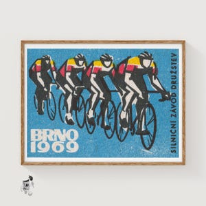 Track Cycling World Championship Brno 1969 - Matchbox Print - Czech Wall Art - Vintage Czech Art - Vintage Poster Print