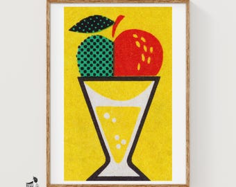 Fruitsap Matchbox Art Print, Tsjechische vintage popart (speels decor)