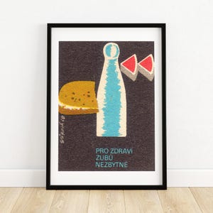 Mid-Century Zahnpasta Poster Kunst | Tschechien Design | Vintage Grafikdruck | Zahnarzt Büro Dekor | Einzigartige Geschenkidee A4