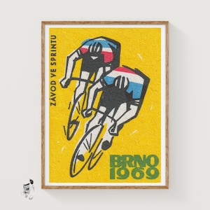 Track Cycling World Championship Brno 1969 - Matchbox Print - Czech Wall Art - Vintage Czech Art - Vintage Poster Print