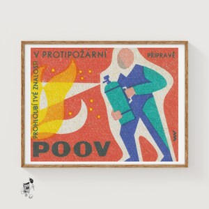 Fire Extinguisher - Matchbox Print - Aesthetic Wall Art - Vintage Art - Matchbox Wall Poster - Vintage Poster Print