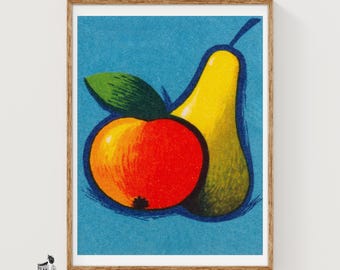 Illustration Of A Pear 1960s-70s Fruit Label - Vintage Art Print