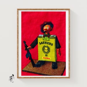 Cigarette Soldier - Matchbox Print - Aesthetic Wall Art - Vintage Dutch Art - Matchbox Wall Poster - Vintage Poster Print