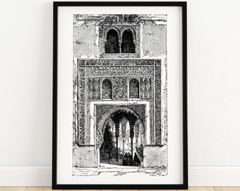 Doorway in the Alhambra - Architectural Illustration - Historical Wall Art - Unique Home Decor