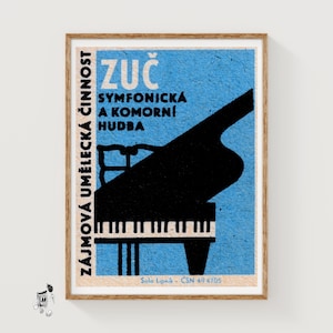 Symphonic Piano - Matchbox Print - Czech Wall Art - Vintage Czech Art - Matchbox Wall Poster - Vintage Poster Print