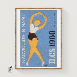 Dancer - Matchbox Print - Czech Wall Art - Vintage Czech Art - Matchbox Wall Poster - Vintage Poster Print