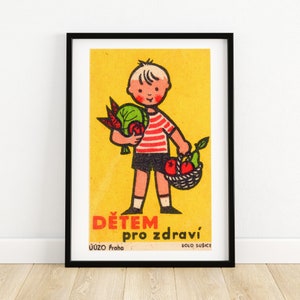 For Healthy Children - Czech Vintage A4 Matchbox Poster, Matchbox Print, Art Print, Wall Decor, Wall Art, Travel Poster