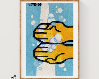 Washing Your Hands - Matchbox Print - Aesthetic Wall Art - Vintage Eastern Europe Art - Matchbox Wall Poster - Vintage Poster Print