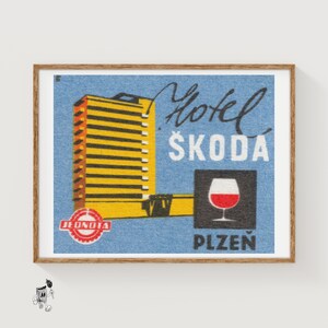 Hotel Skoda - Matchbox Print - Aesthetic Wall Art - Vintage Art - Matchbox Wall Poster - Vintage Poster Print