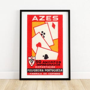 Muurkunst speelkaart | Portugese Azes-print | Vintage decor | Uniek cadeau-idee | Gedurfd grafisch ontwerp | Moderne flair uit het midden van de eeuw A4