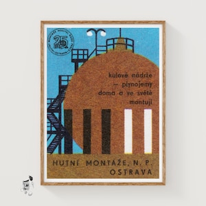 Gas Storage Facility - Matchbox Print - Aesthetic Wall Art - Vintage Art - Matchbox Wall Poster - Vintage Poster Print