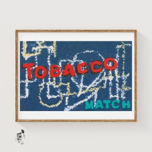 Blue Tobacco Match - Matchbox Print - Aesthetic Wall Art - Vintage Art - Matchbox Wall Poster - Vintage Poster Print