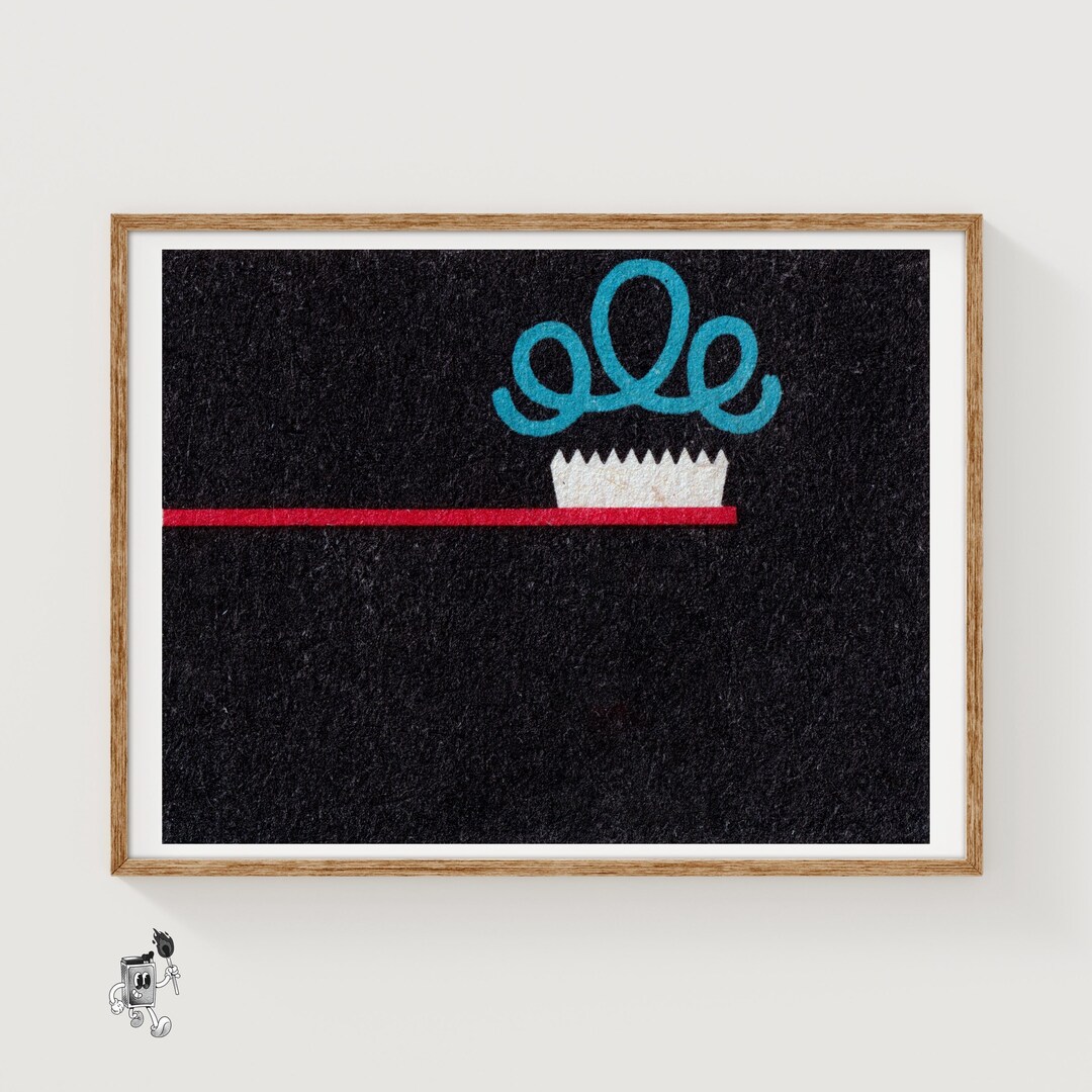 Abstract Toothbrush Matchbox Art Print, Czechoslovakian Vintage ...