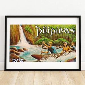 Wildwasser Stromschnellen - Vintage Philippinische Kunst - Briefmarke Druck - Ästhetische Wandkunst - Briefmarke Wandposter - Vintage Poster Druck