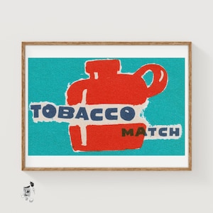Red Flask Tobacco Match - Matchbox Print - Aesthetic Wall Art - Vintage Art - Matchbox Wall Poster - Vintage Poster Print