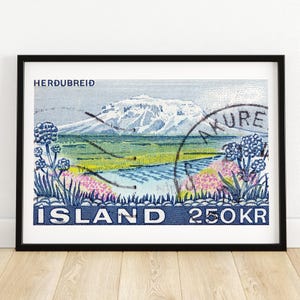 Mountain River - Briefmarke Druck - Ästhetische Wandkunst - Briefmarke Wand Poster - Vintage Poster Druck