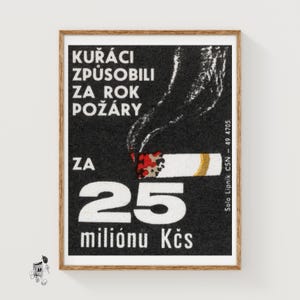 Cost of Fires From Cigarettes - Matchbox Print - Aesthetic Wall Art - Vintage Art - Matchbox Wall Poster - Vintage Poster Print