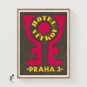 Hotel Vitkov Prague - Matchbox Print - Aesthetic Wall Art - Vintage Art - Matchbox Wall Poster - Vintage Poster Print