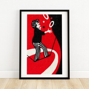 Tightrope Juggler - Matchbox Print - Aesthetic Wall Art - Vintage Eastern Europe Art - Matchbox Wall Poster - Vintage Poster Print