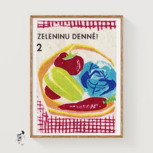 Bowl of Vegetables - Matchbox Print - Aesthetic Wall Art - Vintage Eastern Europe Art - Matchbox Wall Poster - Vintage Poster Print