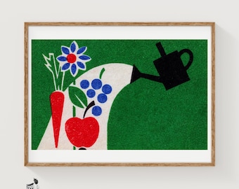 Growing Food - Matchbox Print - Aesthetic Wall Art - Vintage Kitchen Art - Matchbox Wall Poster - Vintage Poster Print